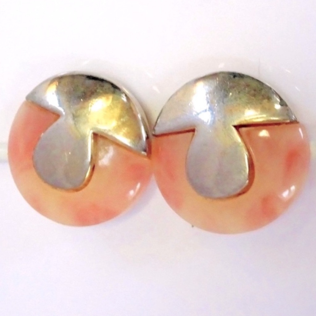 Lanvin Paris Coral Lucite Clip-On Earrings